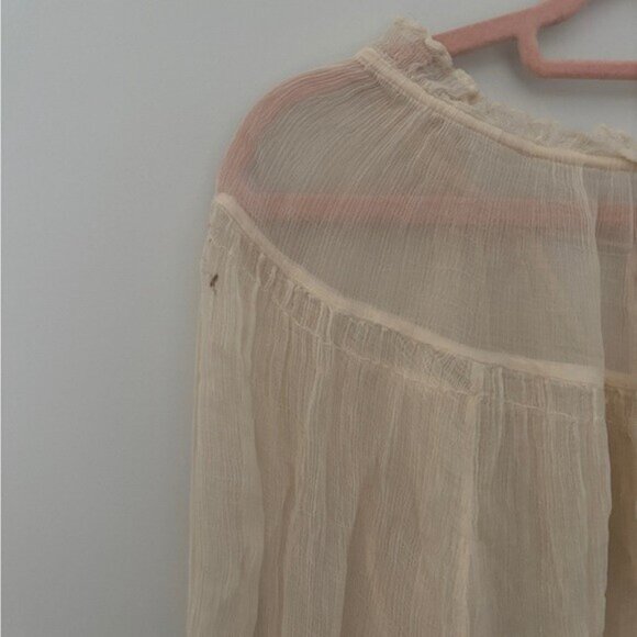 Free People White Sequin Blouse – Sheer Long Sleeve – Size S - Picture 7 of 7